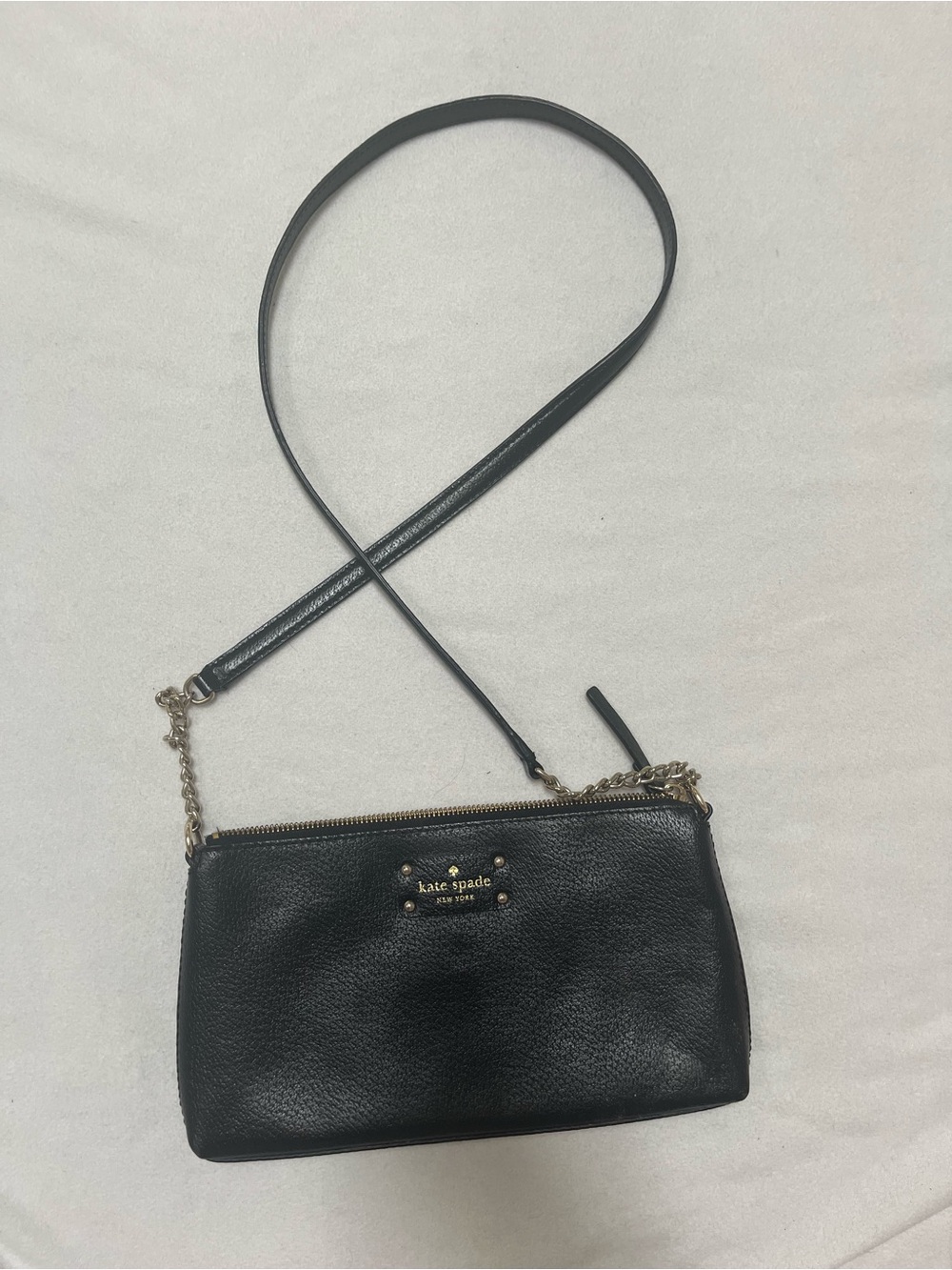 Kate Spade Black Leather Crossbody Bag Clutch Pink Interior